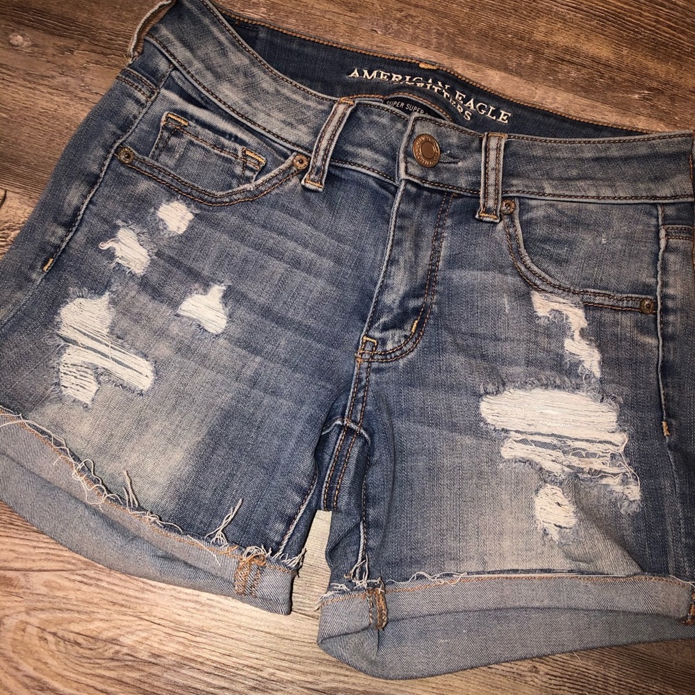 Medium/light wash denim jean shorts